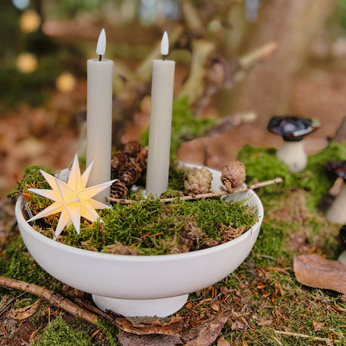 LED Leuchtstern/ Baby-Stern 18 Zacken, weiß  Ø 8cm mit Batteriefach und Timer