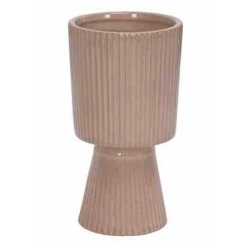 Übertropf/ Kübel Rillen mit Fuß, rosa -  H: 24 cm