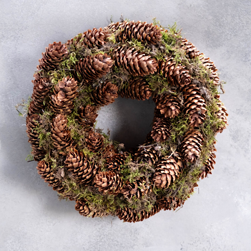 Kranz/ Tannenzapfen mit Moos Natural - 30 cm