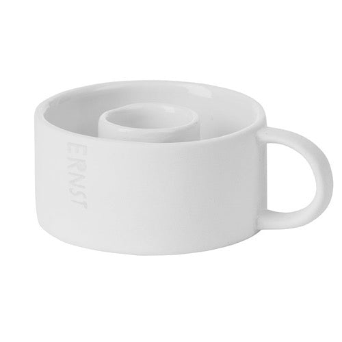 ERNST Kerzenhalter für Stabkerzen mit Henkel - weiß