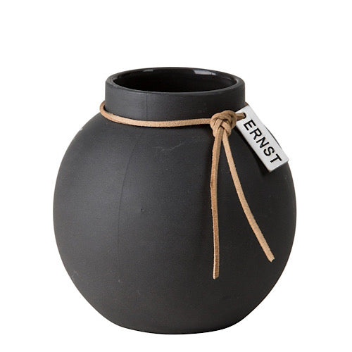 ERNST runde Vase aus Keramik, darkgrey - 10 cm