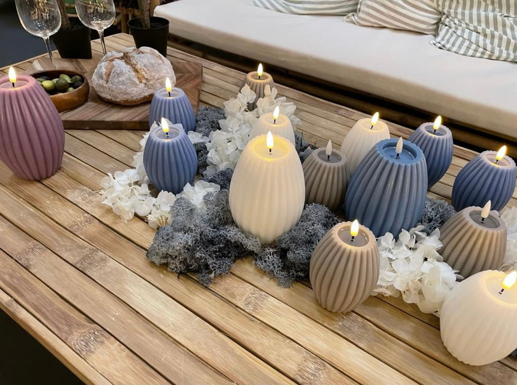 LED Rillenkerze Weiß Deluxe Homeart - Ø10 X H 15 cm