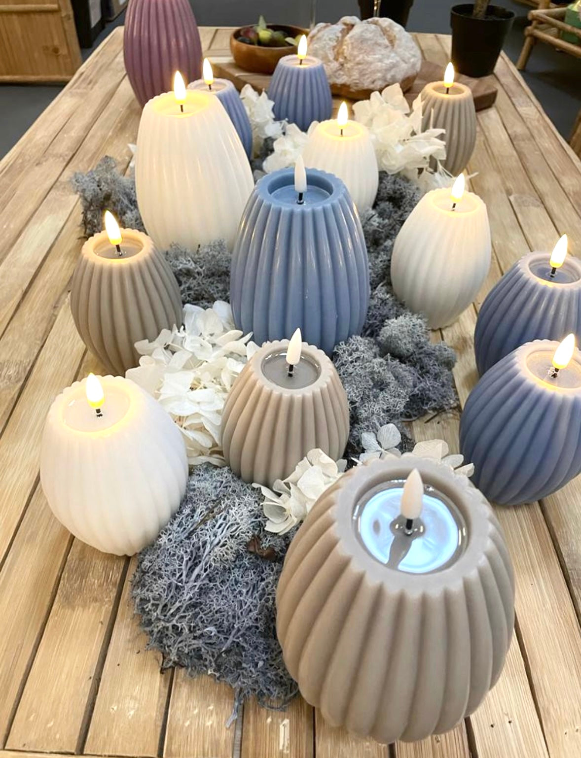 LED Rillenkerze Sand Deluxe Homeart - Ø10 X H 15 cm