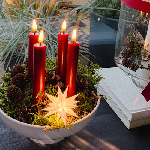 LED Stabkerze 2er Set Bordeaux Deluxe Homeart - Ø2,2 X H 15 cm