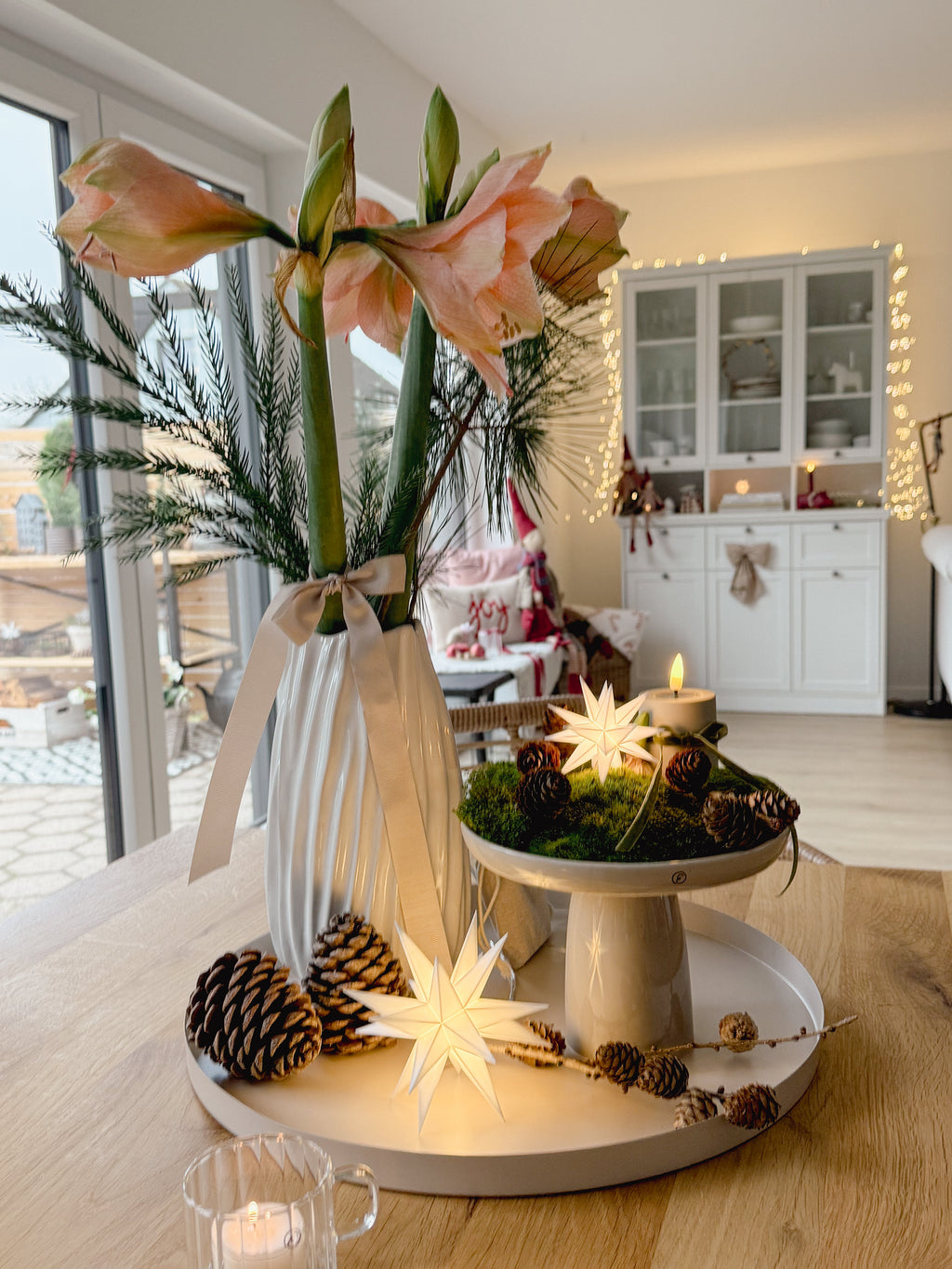 Dekotablett/ Tablett Rondella Metall, matt beige - Ø 40 cm