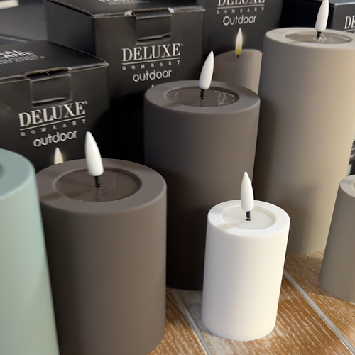 Mokka LED Outdoorkerze/  Stumpenkerze Deluxe Homeart - Ø7,5 X H 10 cm