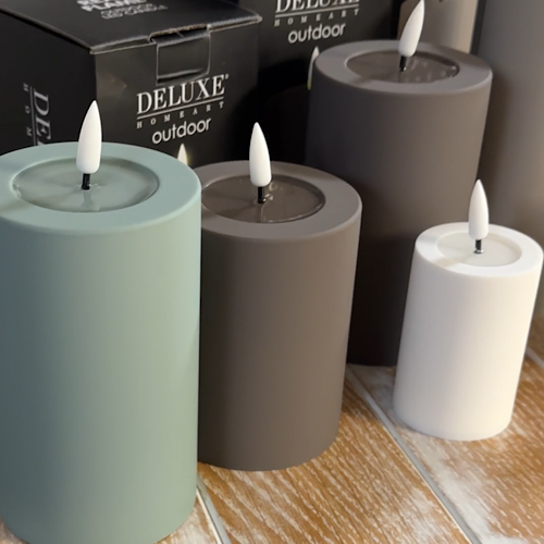 Mokka LED Outdoorkerze/  Stumpenkerze Deluxe Homeart - Ø7,5 X H 10 cm