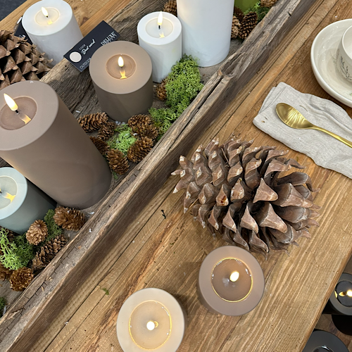 Mokka LED Outdoorkerze/  Stumpenkerze Deluxe Homeart - Ø7,5 X H 10 cm