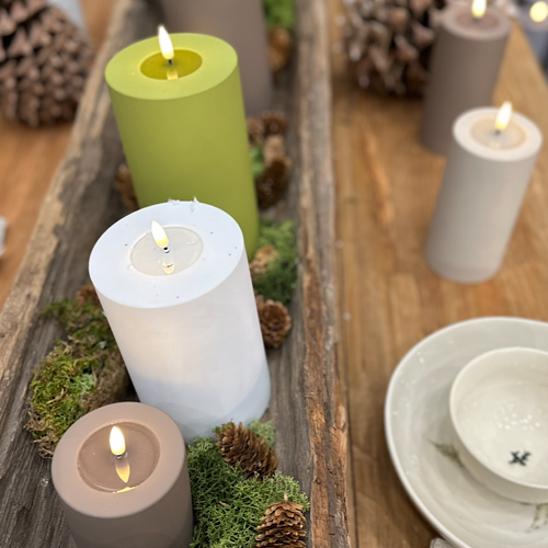 Mokka LED Outdoorkerze/  Stumpenkerze Deluxe Homeart - Ø7,5 X H 10 cm