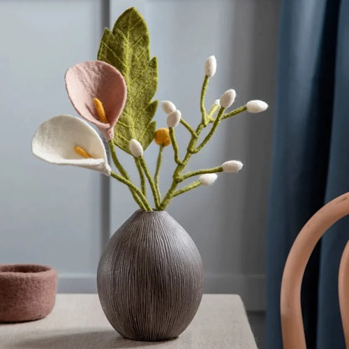 Filzblatt/ großes dunkelgrünes Blatt - 45 cm