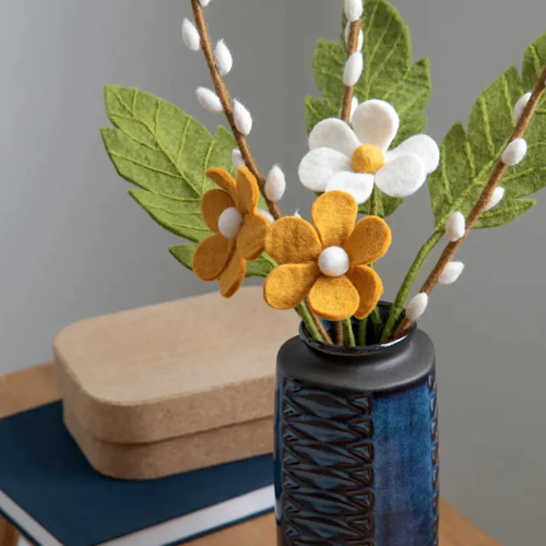 Filzblatt/ großes dunkelgrünes Blatt - 45 cm