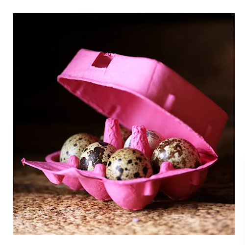 Wachteleierschachtel/ Eierkartons mit Aufkleber "Frohe Ostern" - 3er Set, pink