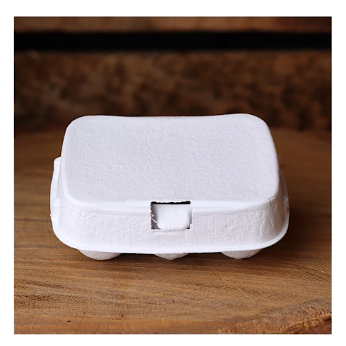 Wachteleierschachtel/ Eierkartons mit Aufkleber "Frohe Ostern" - 3er Set, weiß