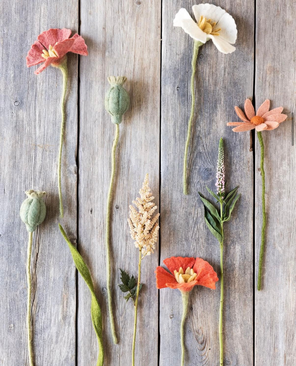 Mohnblume handmade - Filzblüte/ Blume aus Filz - Coral