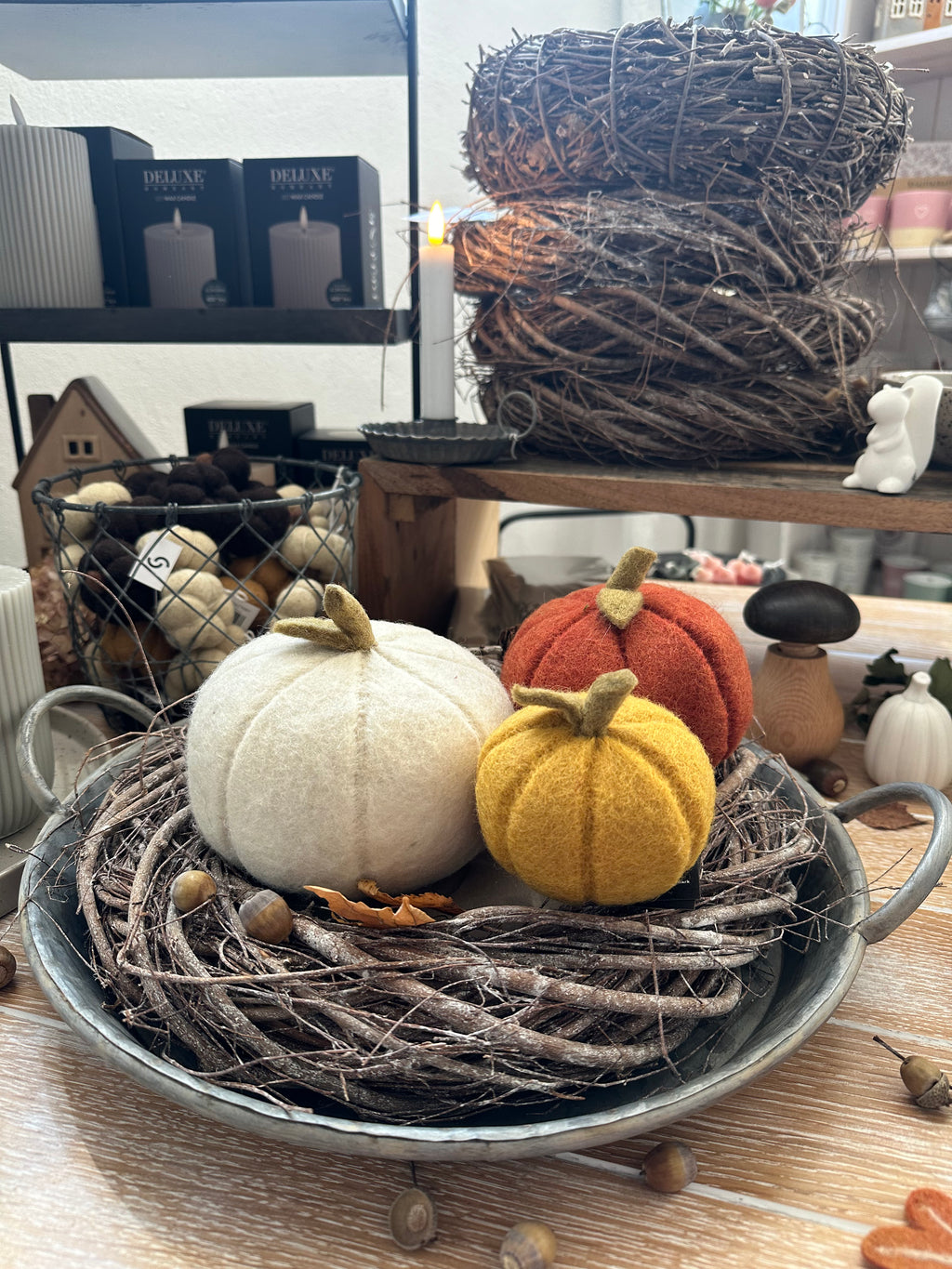 Kürbis/ FilzKürbis/ Pumpkin, White  -Ø 12cm