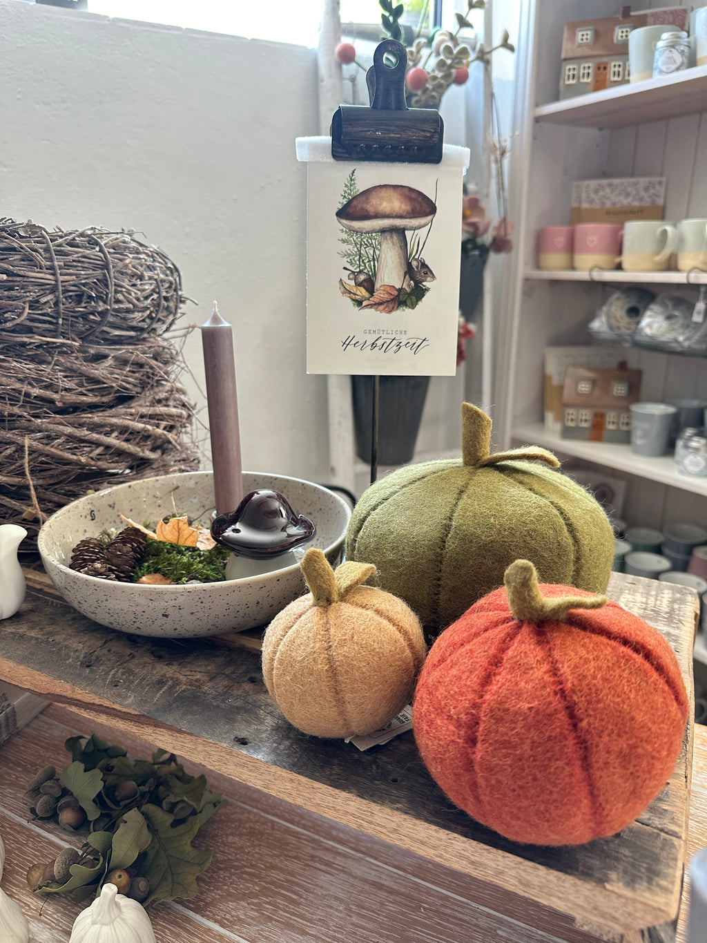 Kürbis/ FilzKürbis/ Pumpkin, Green  -Ø 16cm