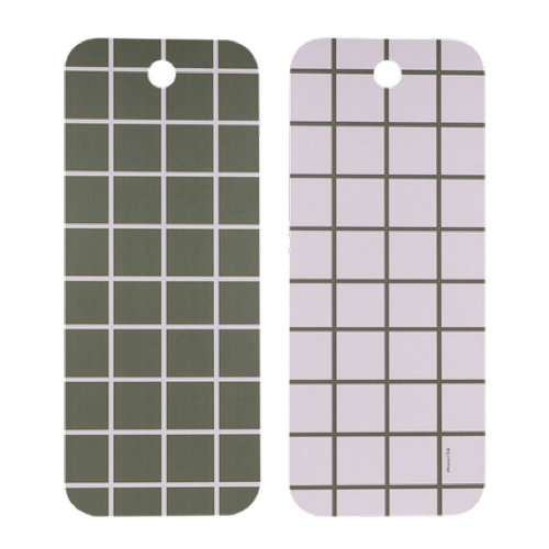 Schneidebrett/ Servierbrett mit Karomuster, Olive/ Weiß - 18x44cm
