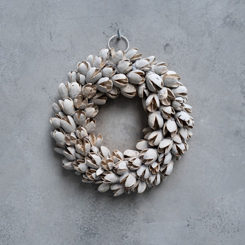 Kranz/ Bakuli-Schoten dünn, White - 20 cm