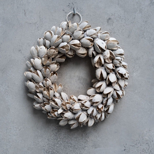 Kranz/ Bakuli-Schoten dünn, White - 20 cm