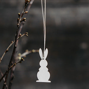 Holzhase/ Hase Hugo, Anhänger - weiß