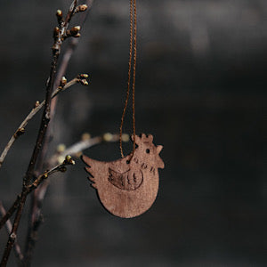 Holzhenne/ Huhn Edith, Anhänger - braun/ natur