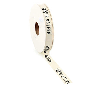 2 Meter Band Baumwolle "Frohe Ostern", creme - Geschenkband