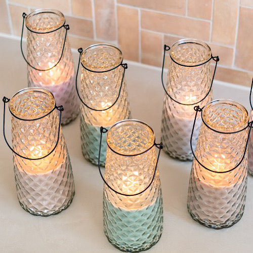 Kerze Vitra Schimmerndes Strukturglas - Kerzenglas zum hängen - Sand