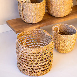 Korb Liyve aus Seegras, grobes Lochmuster - 3 Größen