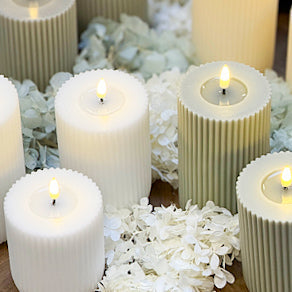 LED Shape gerillte Kerze, Creme Deluxe Homeart - D 8 X H 10 cm