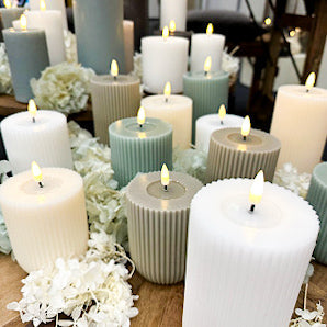 LED Shape gerillte Kerze, Sand Deluxe Homeart - Ø8 X H 15 cm