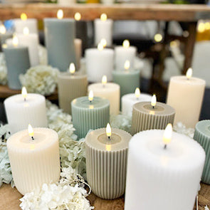 LED Shape gerillte Kerze, Salbei Green Deluxe Homeart - Ø8 X H 10 cm