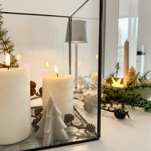 Deko-Kerze Tannenbaum/ Baum, taupe - 8 cm