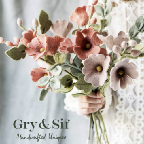 Malve handmade - Filzblüte/ Blume aus Filz - Hollyhock Light Pink