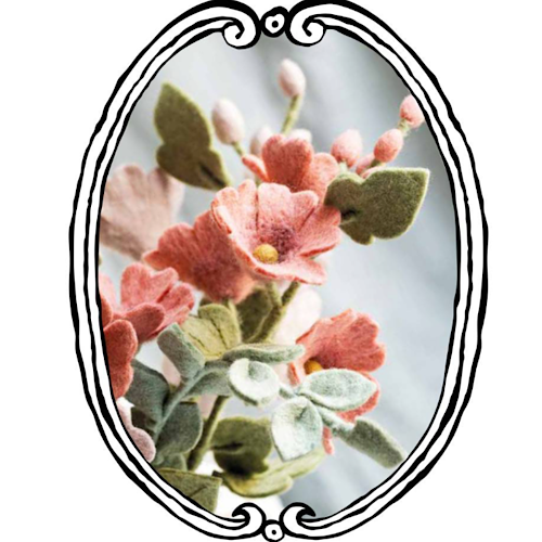 Malve handmade - Filzblüte/ Blume aus Filz - Hollyhock Light Pink