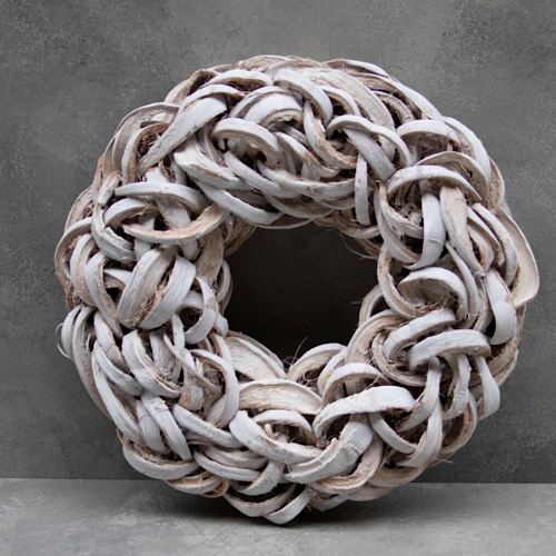 Kranz Kokosnussblätter, Naturkranz Coco Slice Wreath, white - 40 cm