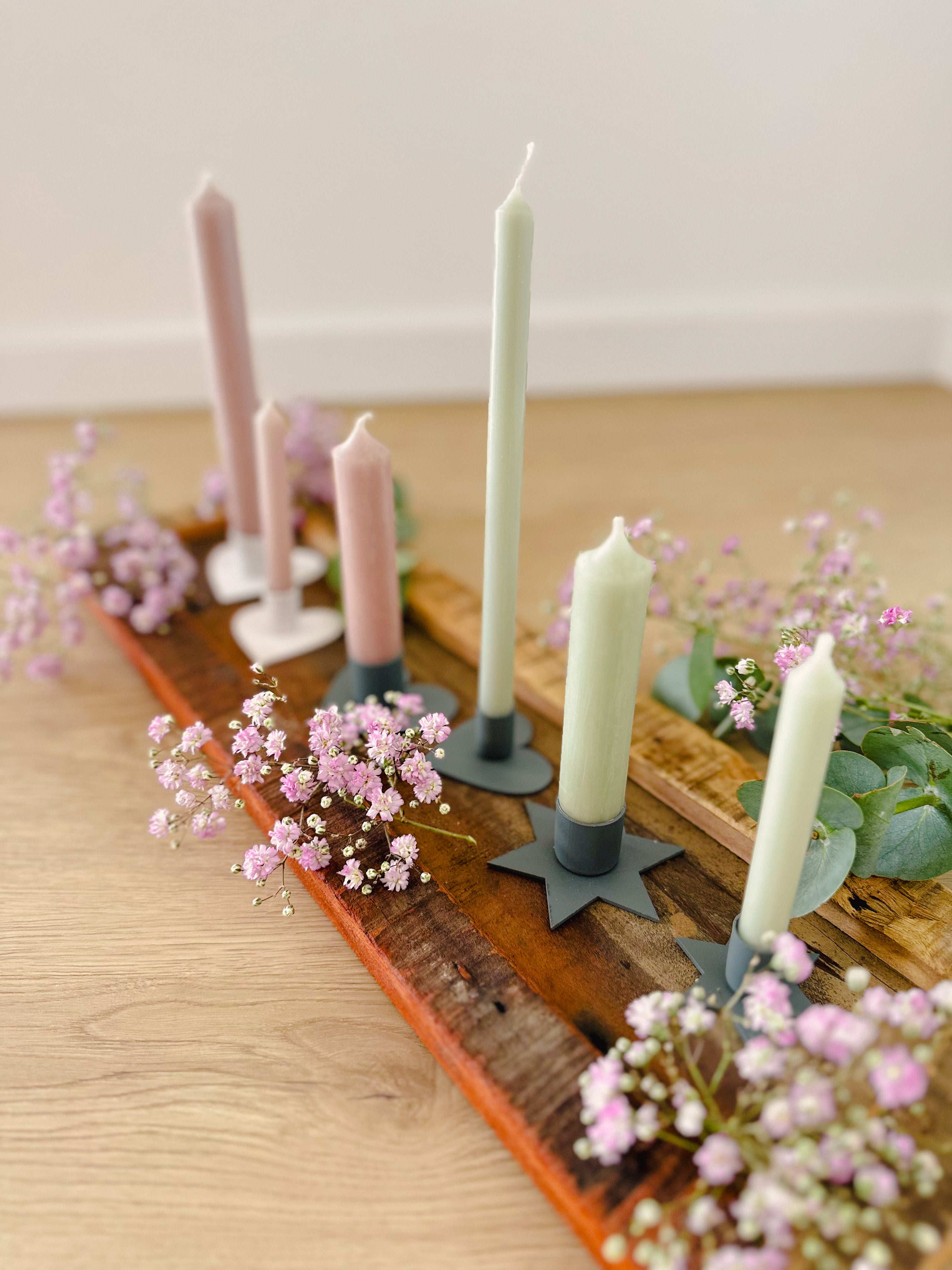 Herz Kerzenhalter, Zink - für Stabkerzen Ø 2,2 cm