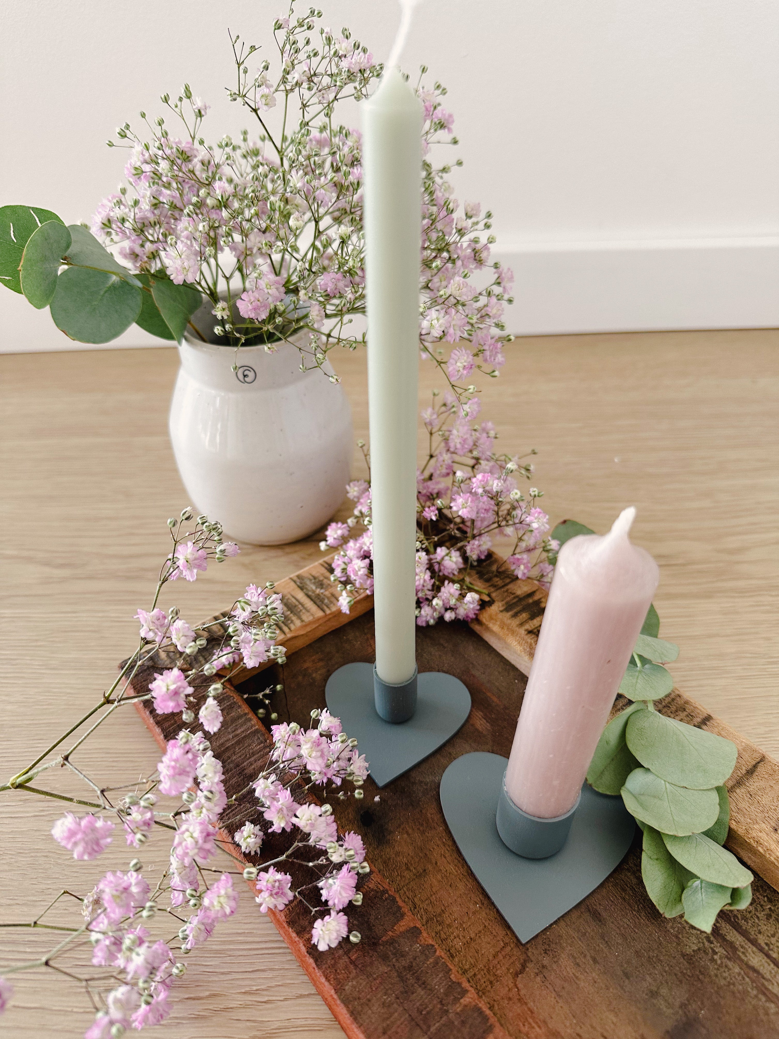 Herz Kerzenhalter, Zink - für Stabkerzen Ø 2,2 cm