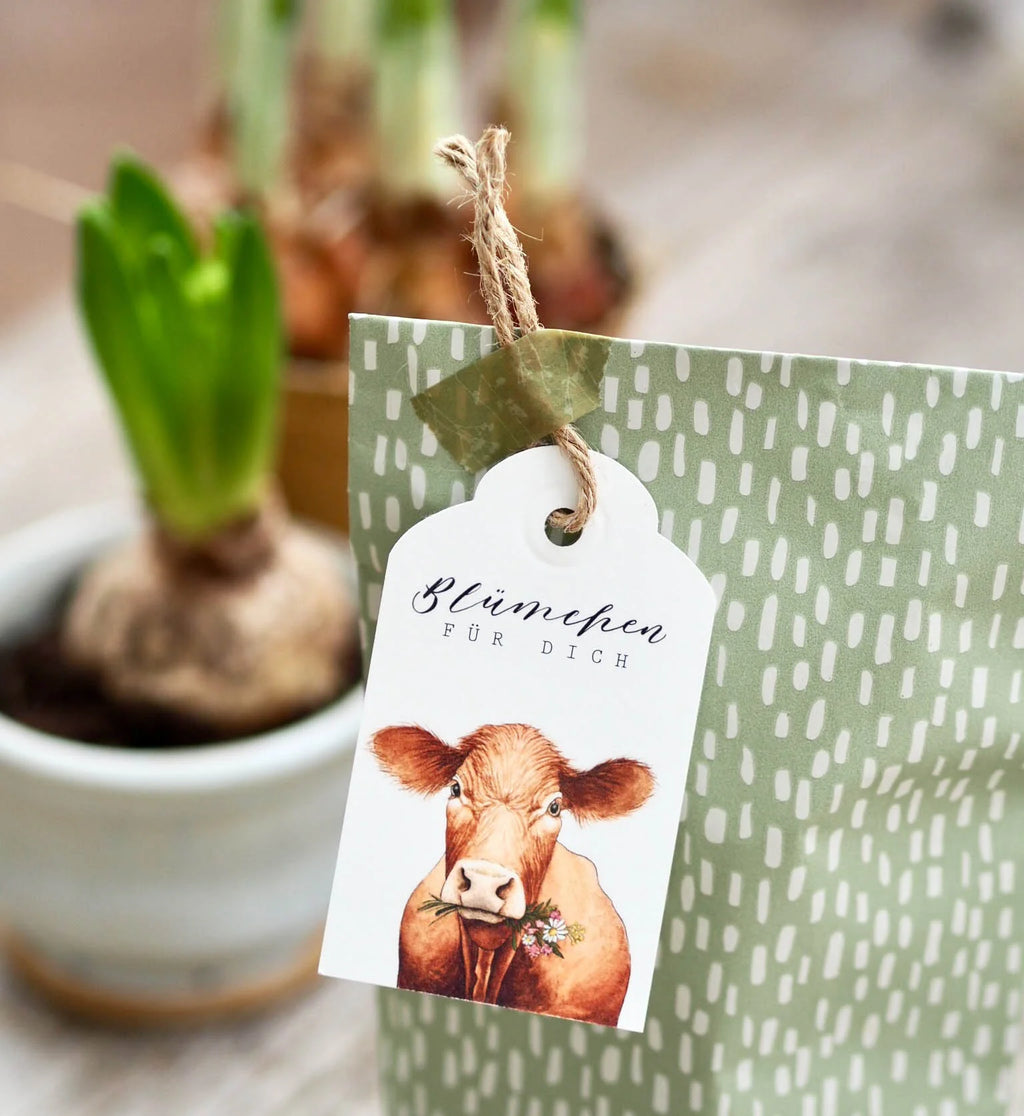 Geschenkanhänger "KUH" Blümchen für dich