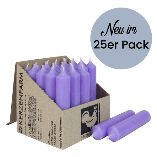 25er Box/ Set Stabkerzen kurze Stabkerzen lavendel -  10 x 2,2 cm