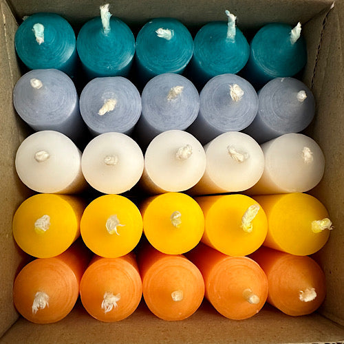 25er Box/ Set "Sommer.lich" kurze Stabkerzen 10 x 2,2 cm