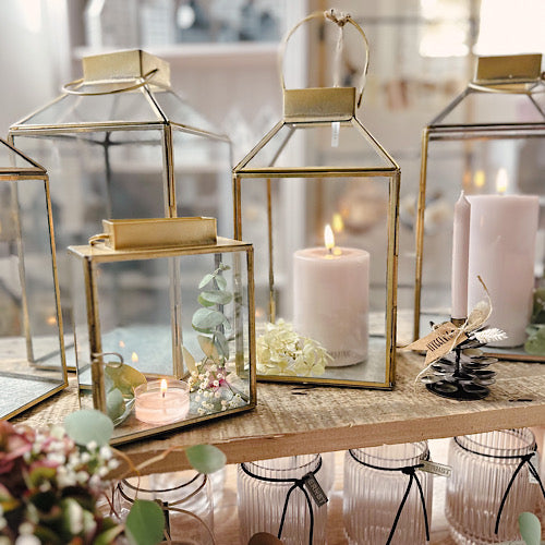 Laterne Klaus, länglich - messingfarben