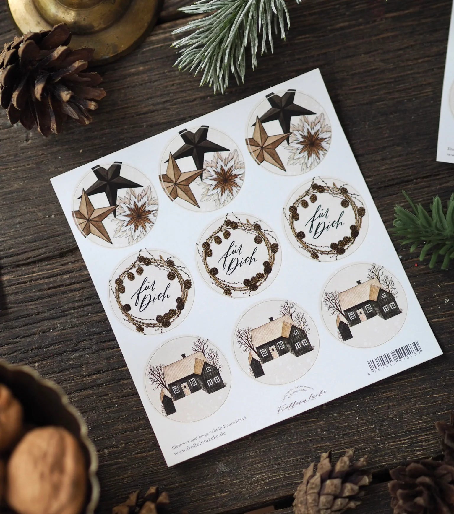 Weihnachtsaufkleber/ Aufkleber "Naturzauber"