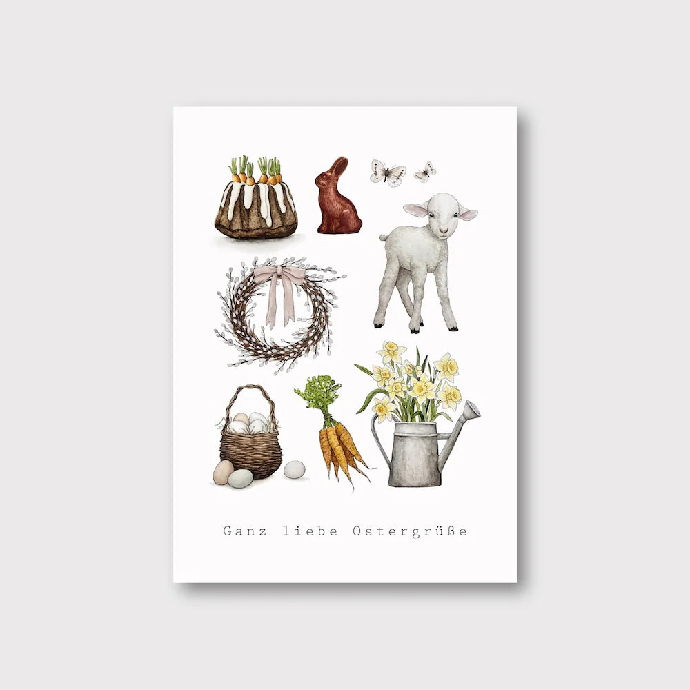 Postkarte "OSTERGRÜSSE" Ganz liebe Ostergrüße - A6