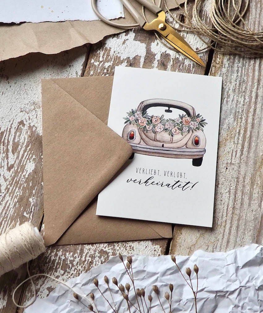 Klappkarte "Hochzeit" mit Umschlag - A6