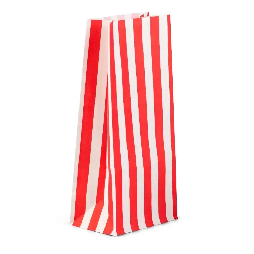 Geschenktüte/ Buntfalttüte rot/ weiß gestreift, H: 25 cm - 2er Set