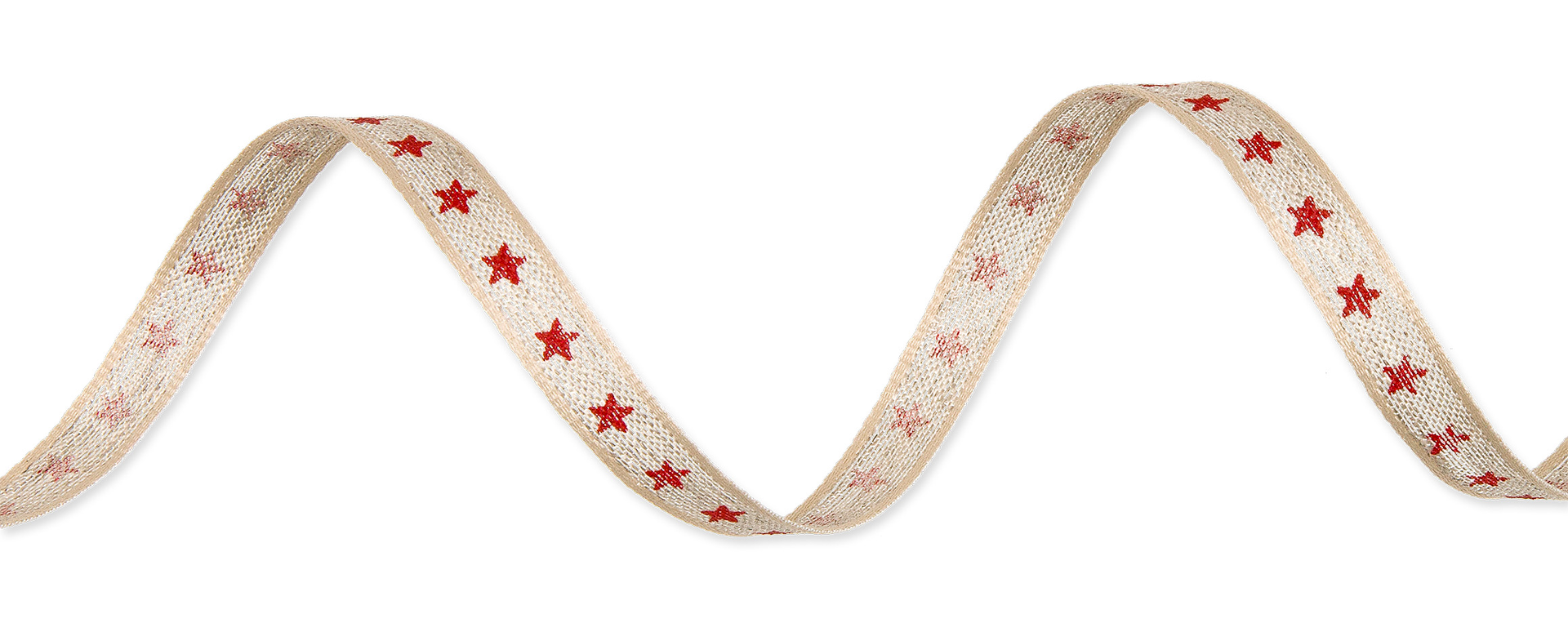 2 Meter Band Leinen Sterne, natur/ rot - Geschenkband