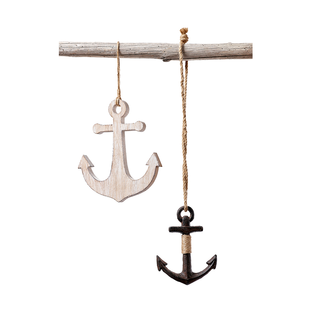 Anker Holz zum Hängen, creme - 20 cm