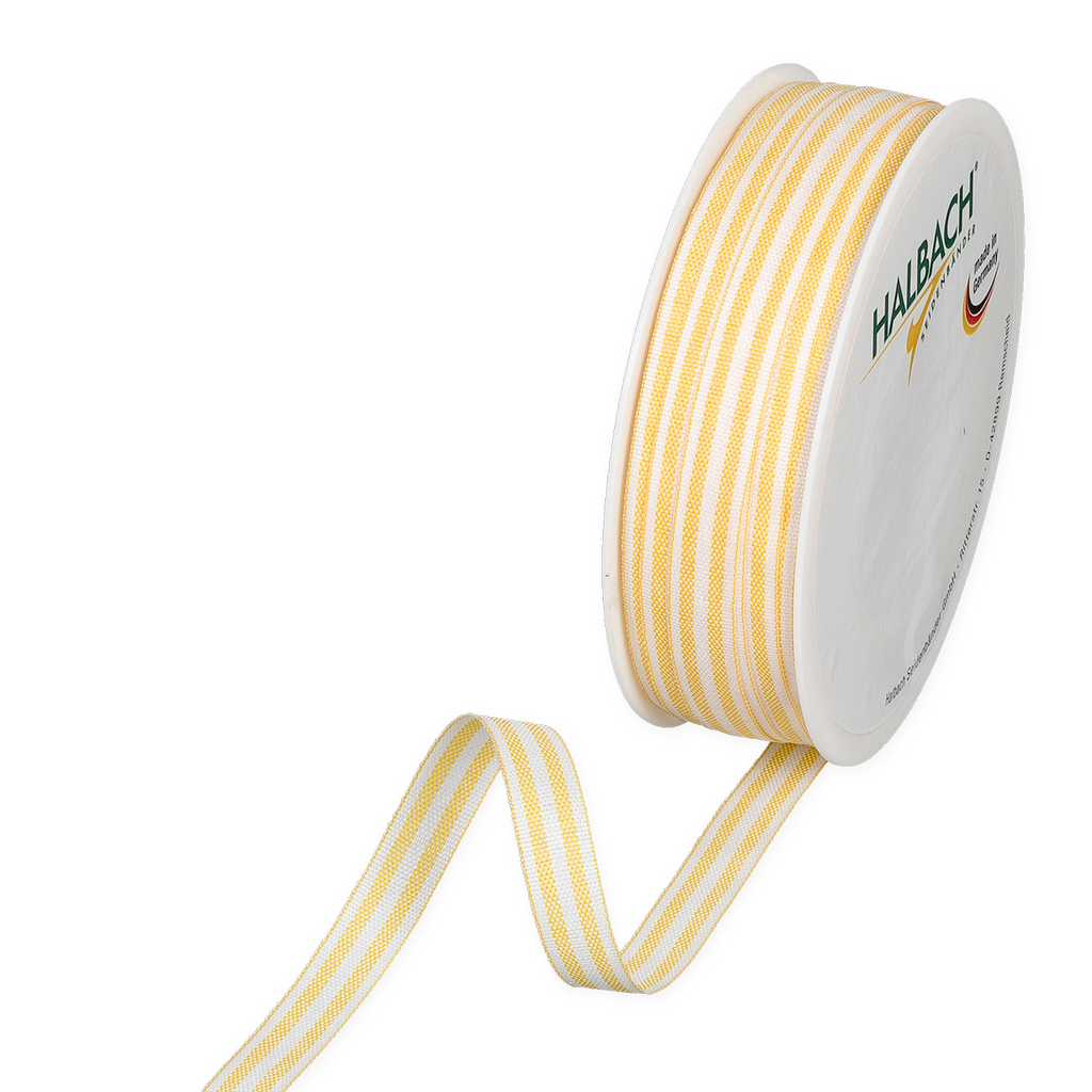 2 Meter Band Streifen, gelb/ weiß - Geschenkband