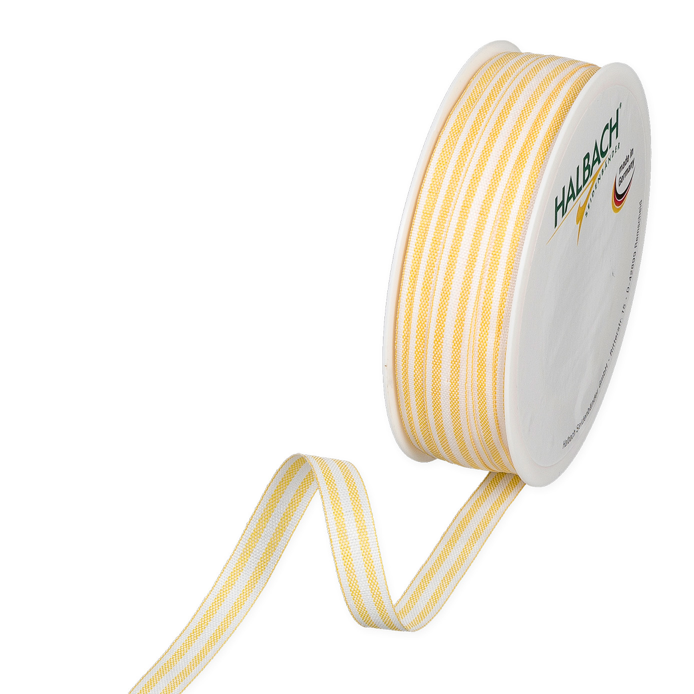 2 Meter Band Streifen, gelb/ weiß - Geschenkband