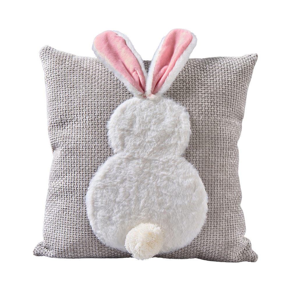 Kissen Hase mit niedlichen Plüschohren - 38 x 38 cm
